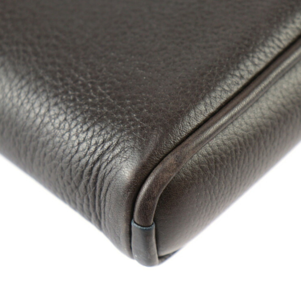 LOUIS VUITTON Authentic Brown Leather Clutch Bag - Picture 5 of 8